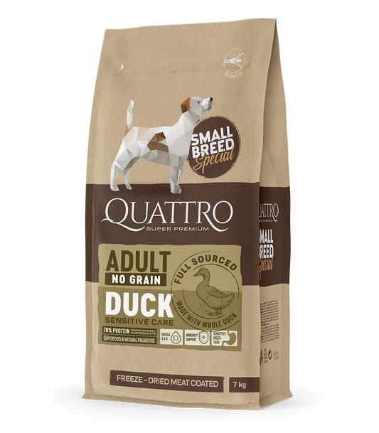 Dog food adult small breed no grain with duck