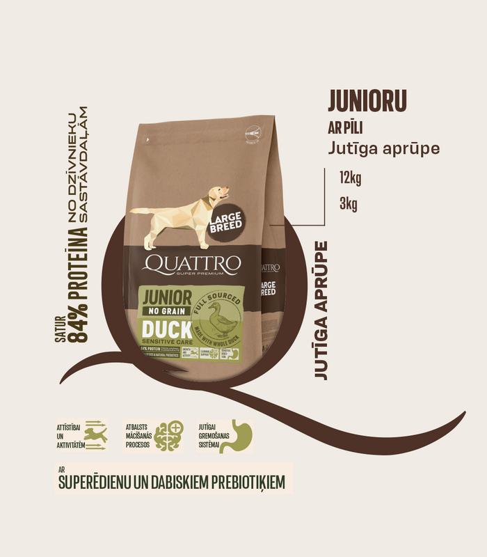 Dog food junior large breed no grain with duck