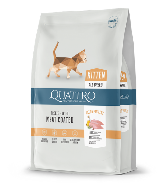 Cat food for kittens of all breeds with poultry