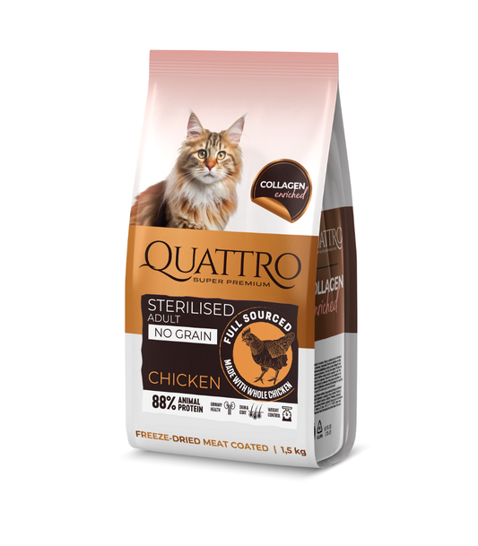 Sausā kaķu barība ar vistas gaļu pieaugušiem sterilizētiem kaķiem