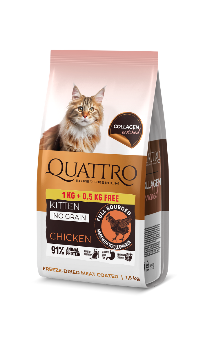 Sausā barība kaķēniem ar vistas gaļu 1+0,5kg