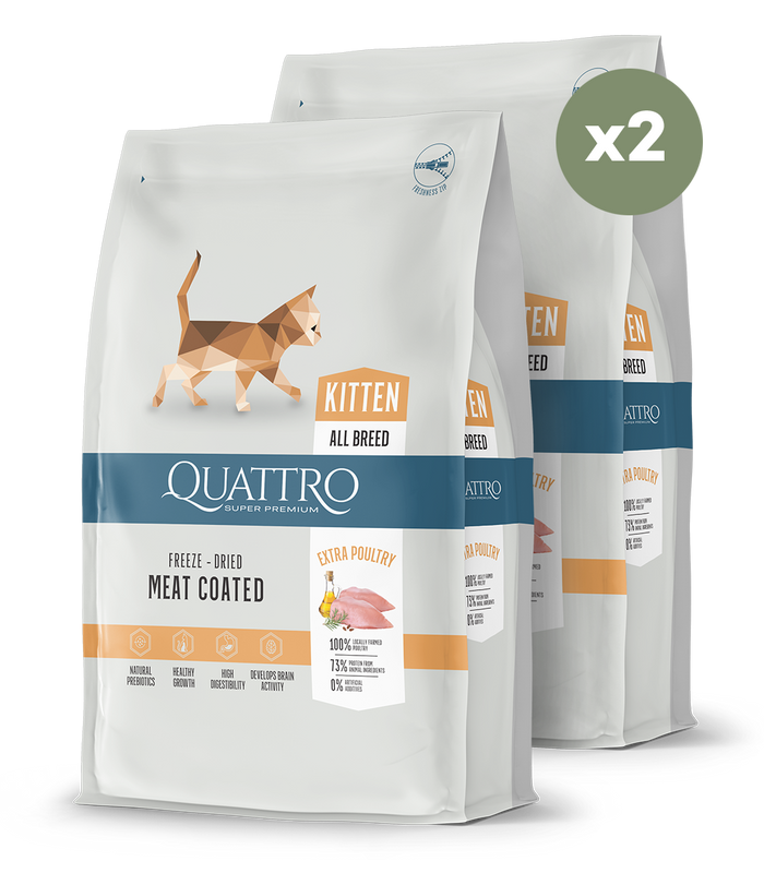 Visu šķirņu kaķēniem barība ar mājputnu gaļu 2x