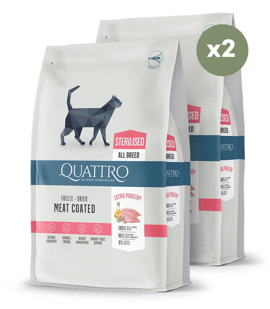 Sterilizētu pieaugušo kaķu barība ar mājputnu gaļu 2x