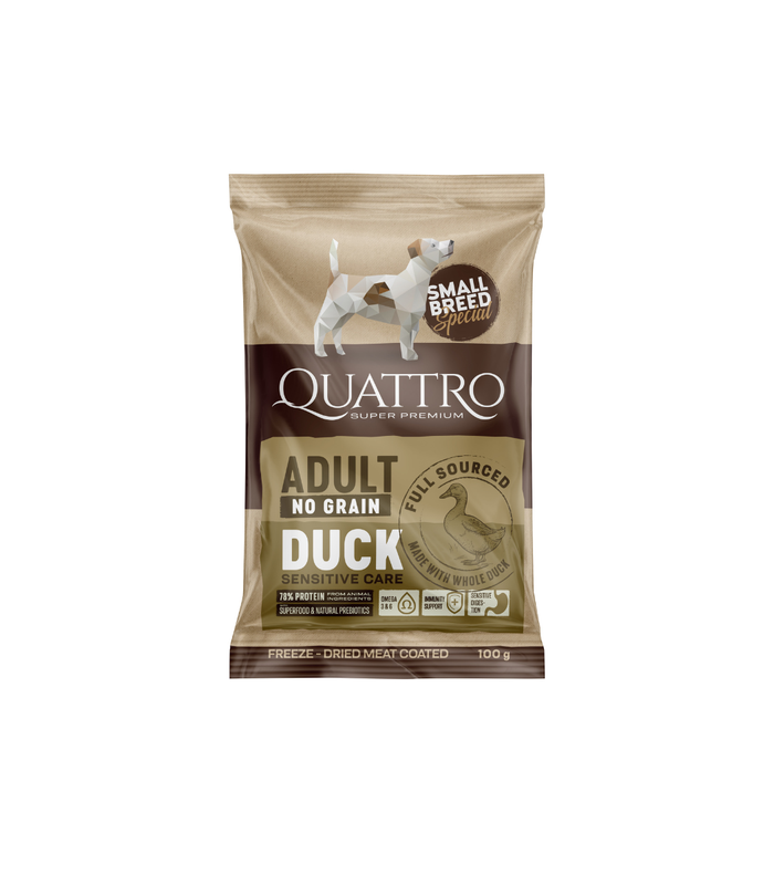 Paraugs: mazo šķirņu kucēniem un grūsnām suņu mātītēm barība bez graudiem ar pīles gaļu